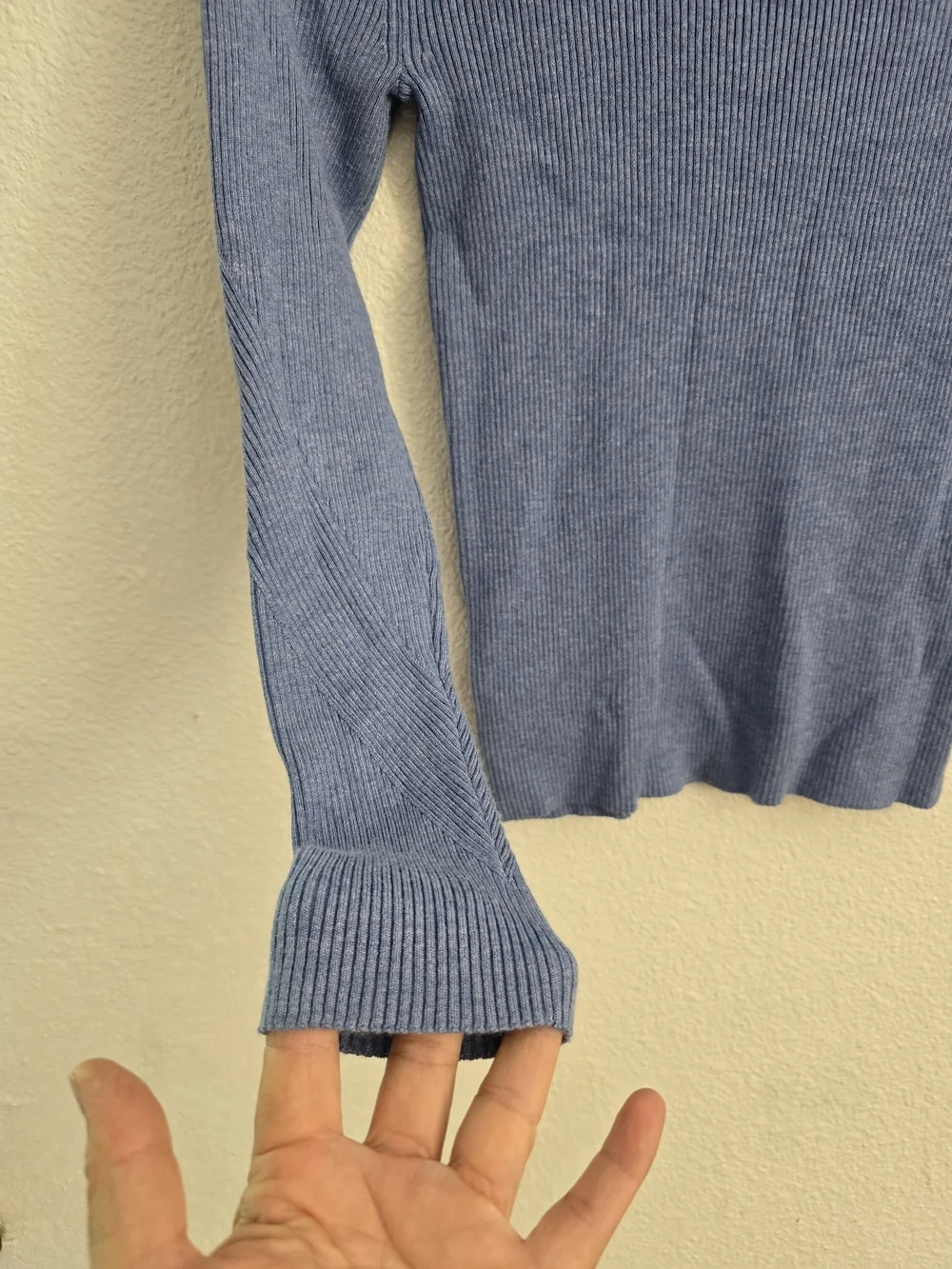 Nine West Light Blue Ribbed Crew Neck Sweater